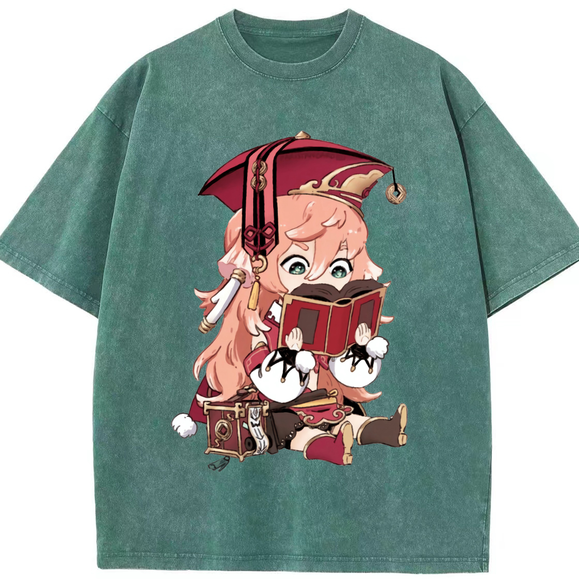 げんし神 ヤンフェイ genshin Yanfei 綿100% ヴィンテージ風 半袖Tシャツ（フロントプリント）